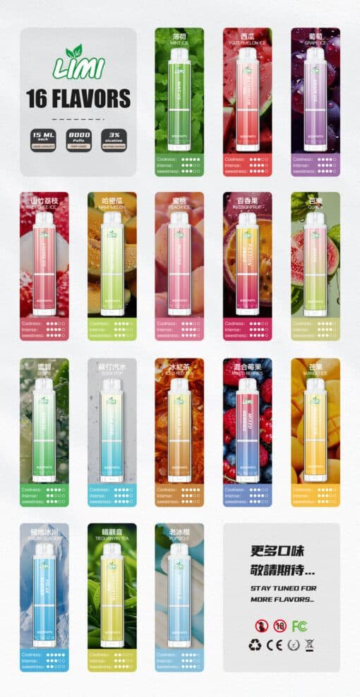 LIMI 8000口 發光拋棄式電子煙 台灣電子煙批發：圖片 2