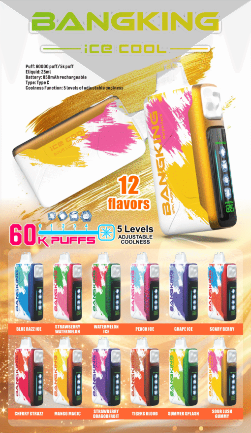 Bangking Ice Cool 60000 Puffs 超大容量拋棄式電子煙 五檔涼度可調一次性煙桿