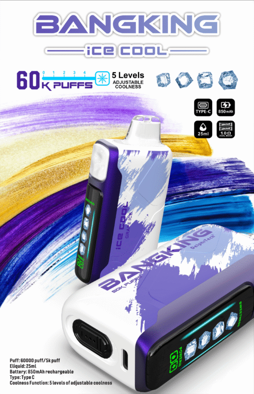 Bangking Ice Cool 60000 Puffs 超大容量拋棄式電子煙 五檔涼度可調一次性煙桿：圖片 6