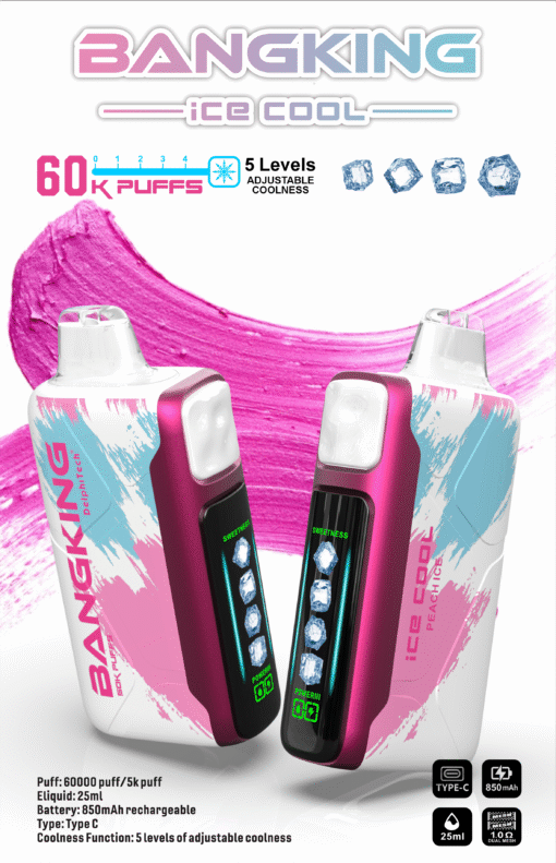 Bangking Ice Cool 60000 Puffs 超大容量拋棄式電子煙 五檔涼度可調一次性煙桿：圖片 8