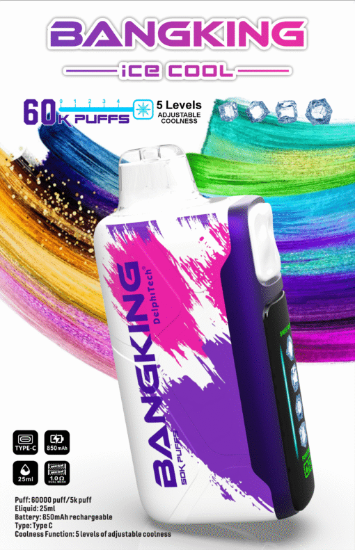 Bangking Ice Cool 60000 Puffs 超大容量拋棄式電子煙 五檔涼度可調一次性煙桿：圖片 2